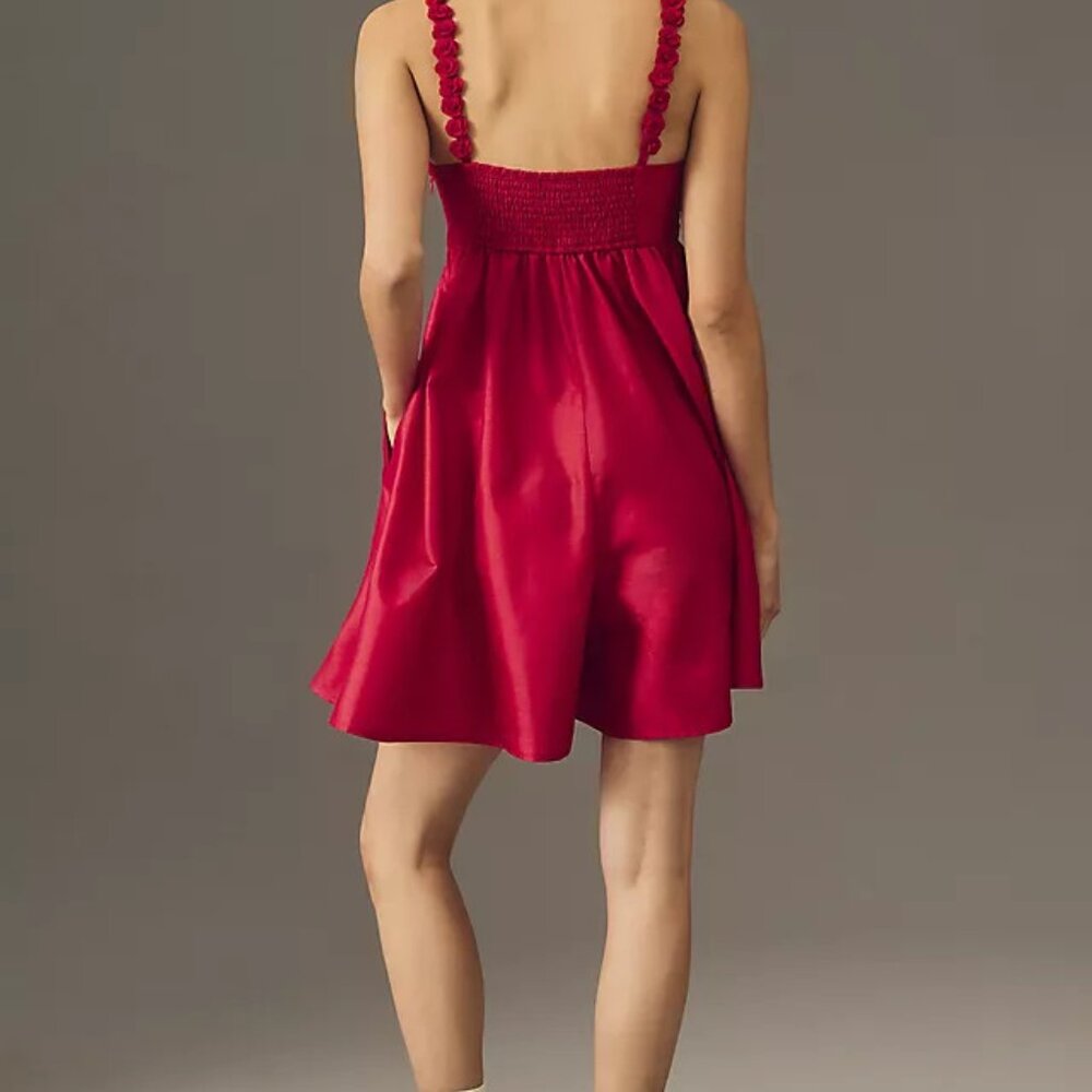 Anthropologie Hutch Sleeveless ROSETTE ROMPER sz L Feminine Romantic Barbie Pink